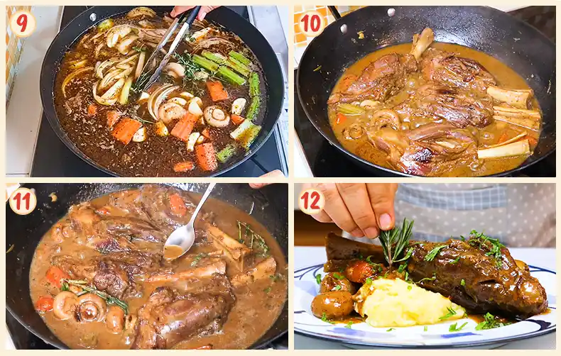 step9 12 Steps 9 to 12 of cooking the shanks.